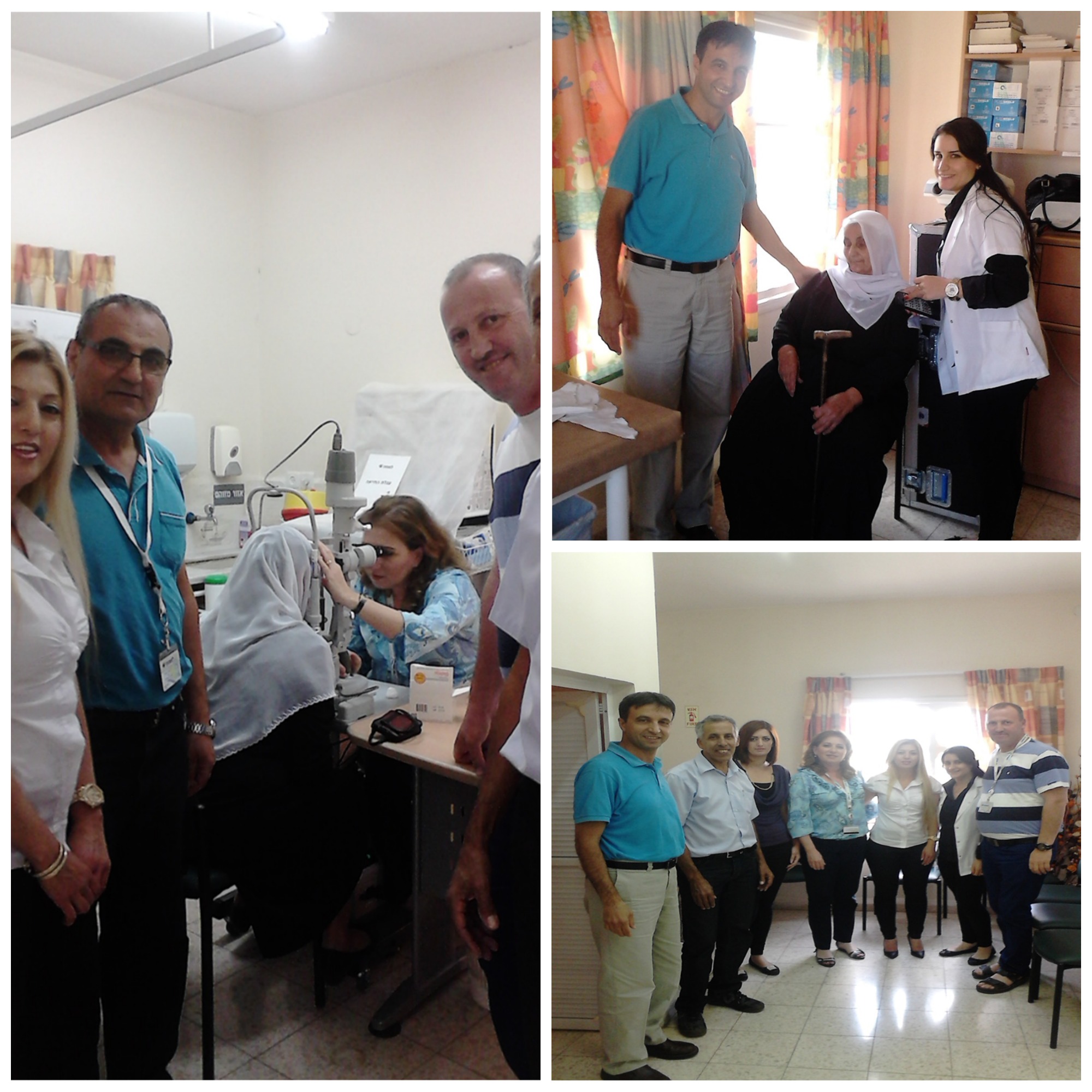 תמונה מיום בדיקות עיניים בתמונה צדקיהו מנהל פרויקט הניידת ומטופלים